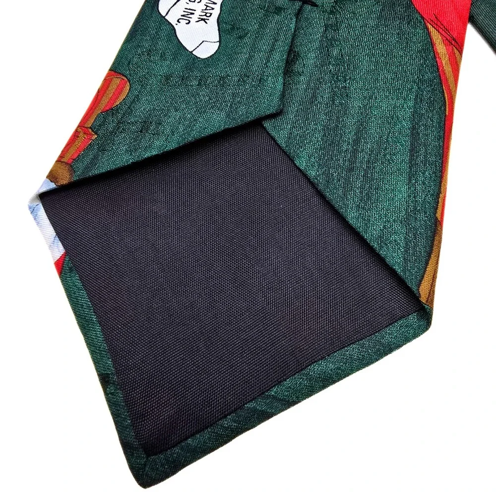 Hallmark Specialties Mens Santa‎ Claus Christmas Tie Green Holiday Graphic USA